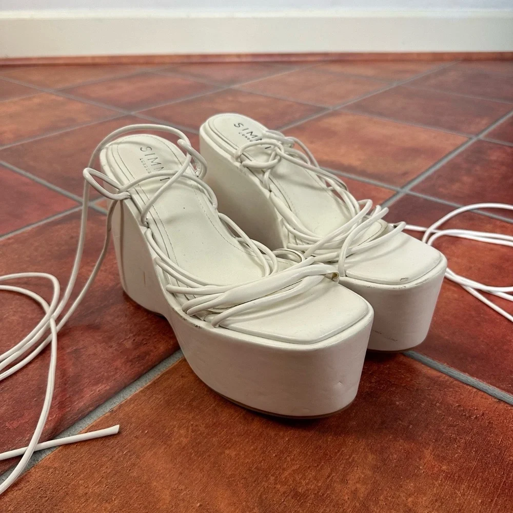 Simmi London Lace-Up Open Toe Platform Heels Size US 9